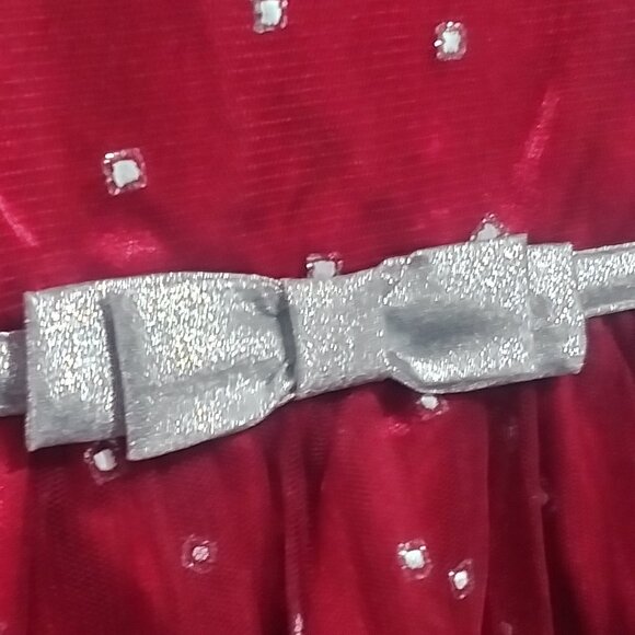 Jona Michelle Sparkle Netting Dress with Bow Red/Cranberry sz 5 - Picture 9 of 12